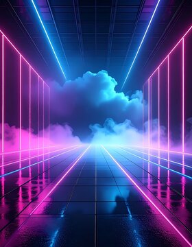 Neon cloud tunnel