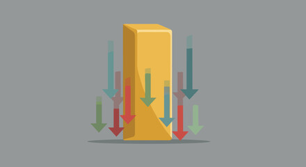Flat minimalist illustration of gold inflation protection b © Artbibun