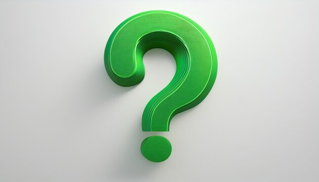 3d stylized green question mark isolated on white background