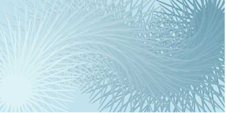 A dynamic and intricate abstract design resembling frozen ice shards or sharp crystalline structures. The elements are arranged in a swirling radial pattern against a soft blue background creating .