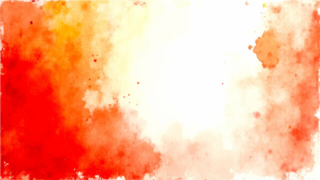 Vector Abstract watercolor texture features vibrant blend of red, orange, yellow hues, creating dynamic composition ideal for designs.
