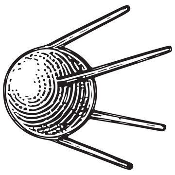 Sputnik Satellite Orbiter Vintage Spacecraft Communication Sphere Illustration