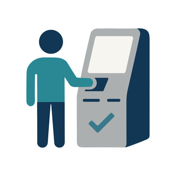 Person using a self service machine.