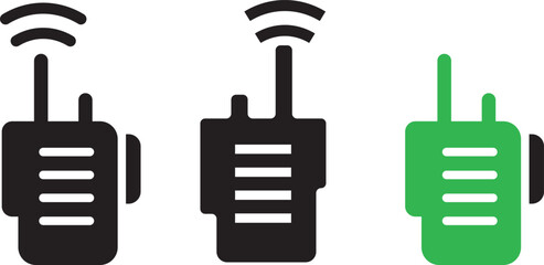 Collection of various two way radios featuring different designs. professional pack of walkie talkie symbols for outdoor adventure. walkie talkie and handheld radio communication icon illustration.  © fatima