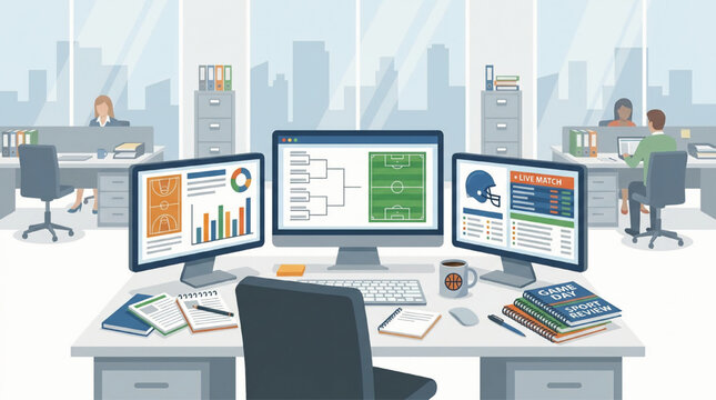Office workplace tracking sports data and statistics