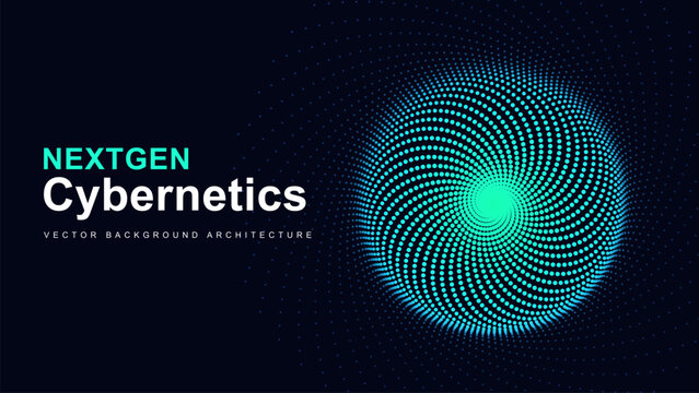 NextGen Cybernetics Background Futuristic Spiral Dot Vector Architecture Design
