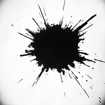 Monochrome dark starburst flash silhouette isolated on a pure white background.