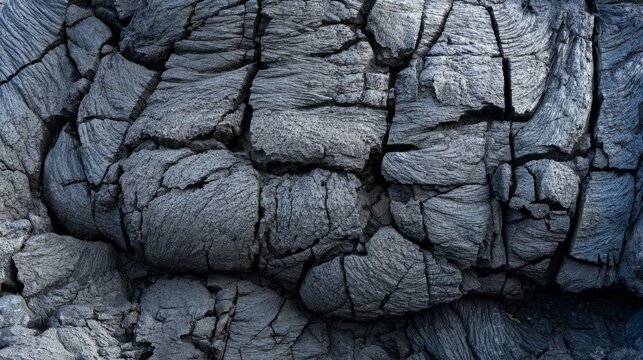 igneous. Black basalt rock formation with intricate crack patterns, volcanic texture. travel magazines, destination branding, designed for travel destination branding, used by food bloggers.
