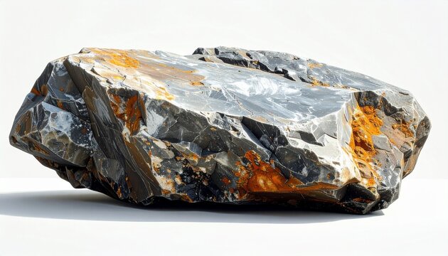 Rough Boulder Opal Specimen Displaying Play of Color on White Background.