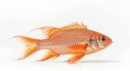 Fototapeta premium golden red carp fish isolated on white background with natural lighting