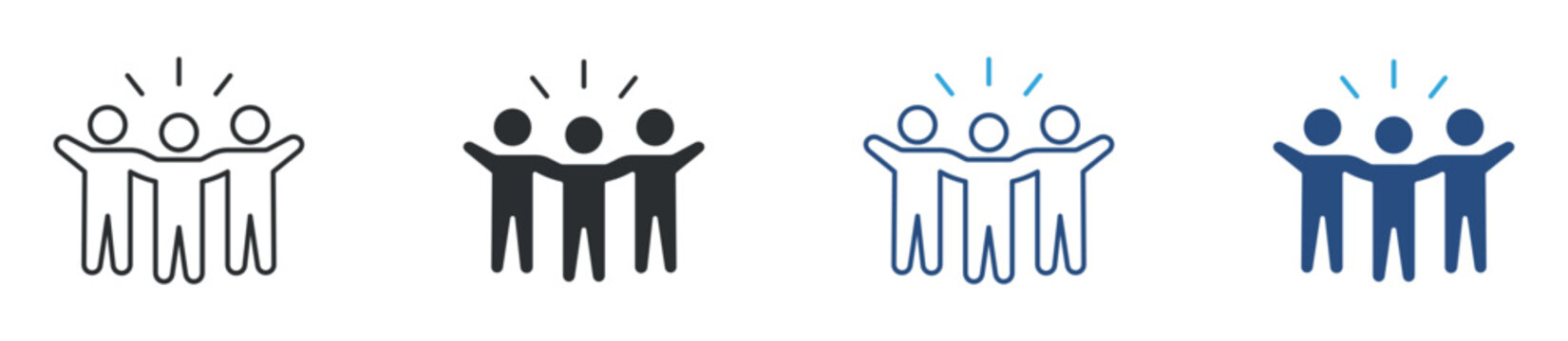 Stronger together icon set. group of people united. teamwork, collaboration and partnership concept. vector illustration.