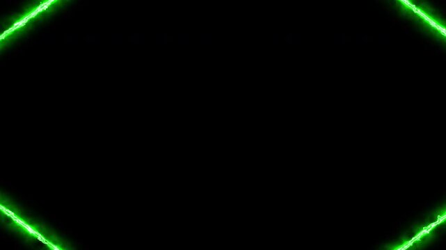 Animated glowing neon fire frame for webcam border overlay on black background perfect for streaming, gaming, live video, and digital motion graphic design.
