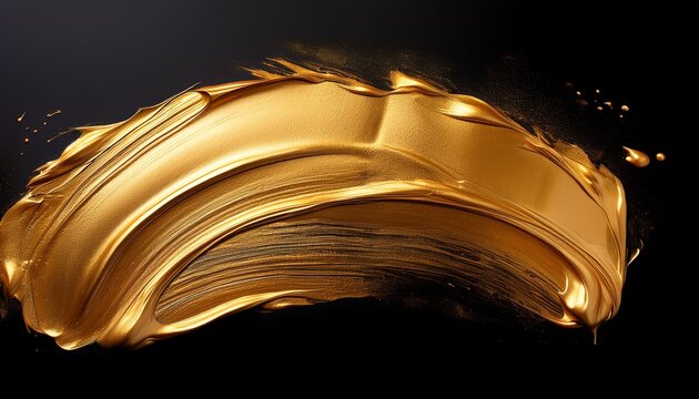 vibrant gold paint stroke on a black background perfect for creative projects design work or artistic expressions