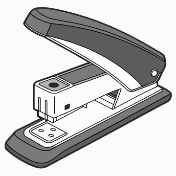 Gray office stapler with open top