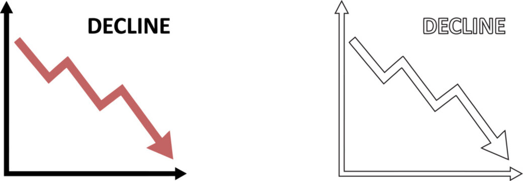 Decline vs relief contrasting line graphs illustrating trends