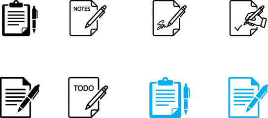 Fototapeta premium Document and pen icons a silhouette collection for writing and office tasks