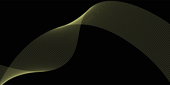 Black abstract backround with yellow curve line for backdrop or presentation