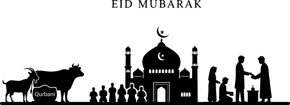 Eid al-Adha Symbol Silhouette Design on transparent background.