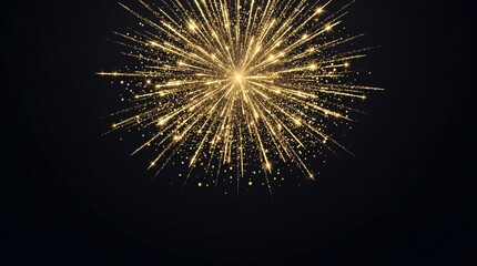 Obraz premium Sparkling golden explosion on a dark backdrop, creating an elegant professional presentation background for festive events and luxury themes