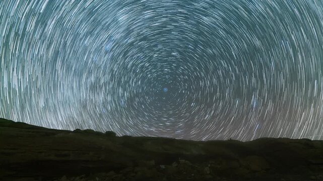 Timelapse of star trails over Chaco Canyon in New Mexico, USA