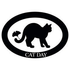 Cat with Ginkgo Leaf Tail Silhouette Vector Illustration © MahfuzurRahman
