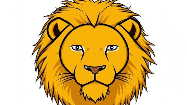 Modern Lion Mascot Head Flat Vector Illustration