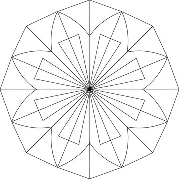 Minimalist Geometric Mandala Outline Abstract Design