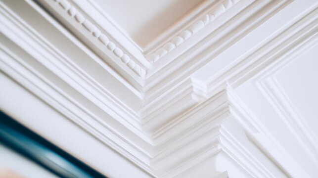 mitered. Decorative molding where ceiling and wall meet in an elegant joint. real-estate listings, architecture portfolios, designed for real-estate listing and luxury residence showcases.
