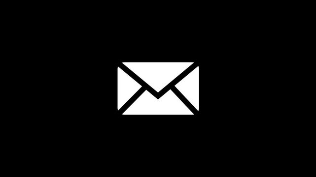 Mobile message chat app icon animation. message.Abstract a white colors message icon animation on black background.