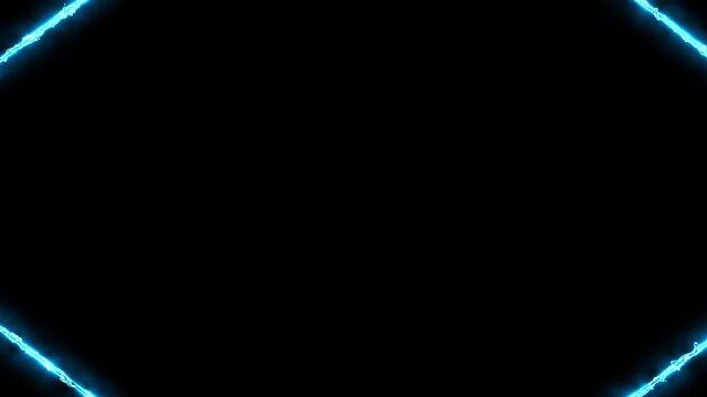 Neon looped light frame for game streaming video on a transparent background. Neon border overlay animation for twitch and live stream