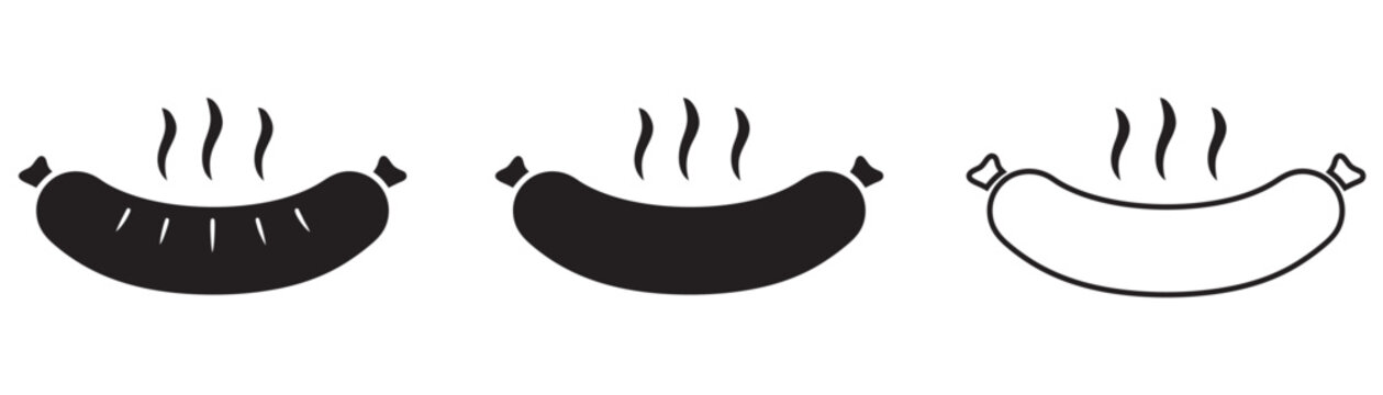 sausage grilled icon, food icon, BBQ cooked meat, vector illustration on a white background