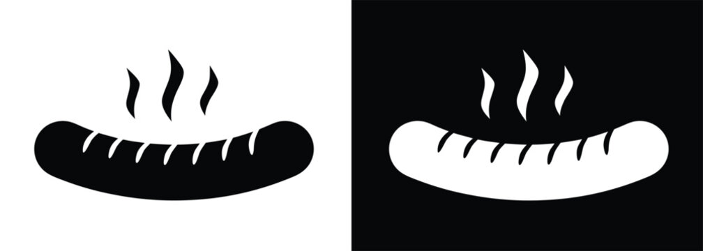 sausage grilled icon, food icon, BBQ cooked meat, vector illustration on a white background
