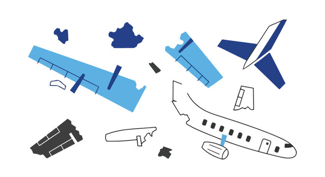 Airplane parts and pieces illustration