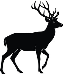 Fototapeta premium Majestic stag silhouette a black and white wildlife illustration