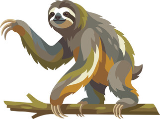 Fototapeta premium Curious sloth sitting on branch and reaching out