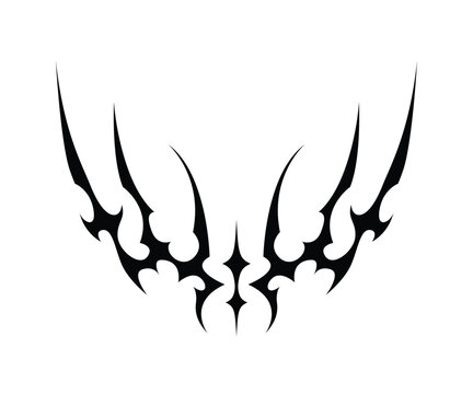 Black Tribal Cyber Goth Wing Emblem Y2K Vector
