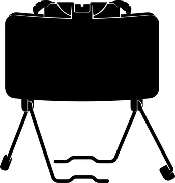 Military claymore mine silhouette mounted on a tripod stand