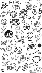 Obraz premium Vertical Background of Sports Equipment and Athletic Icons