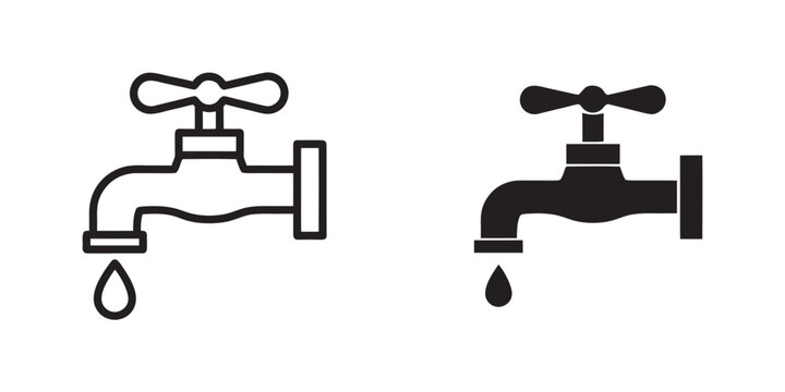 water tap with falling droplet vector, water faucet with a single droplet falling vector illustration