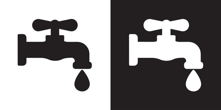 water tap with falling droplet vector, water faucet with a single droplet falling vector illustration