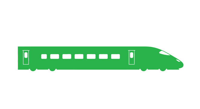 Green train silhouette on a white background