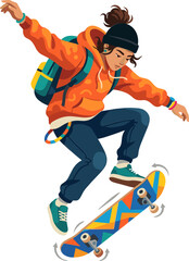 Fototapeta premium Skateboarder performing an aerial trick jump in mid-air