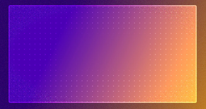 Corporate job presentation meeting horizontal rectangle frame ready for PPT. Digital interface with neon frame outline moving around it and dotted grid inside. Display screen template. Holographic HUD