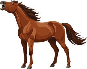 Obraz premium Vocal brown horse neighing with open mouth and alert ears