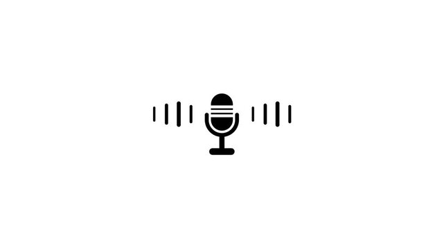 Abstract a beautiful voice recording and mic microphone button icon animation.voice recording,mic microphone button on white background.