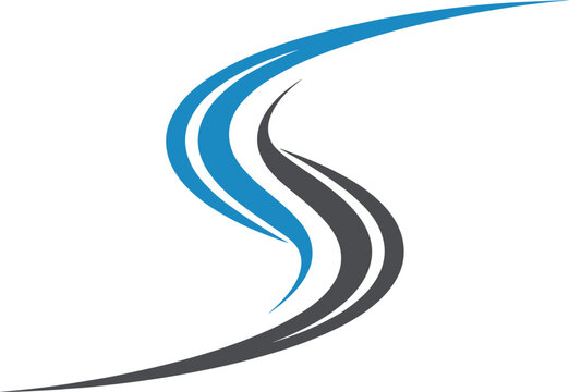 Abstract Blue and Gray S- Shaped Swirl Logo s-shape