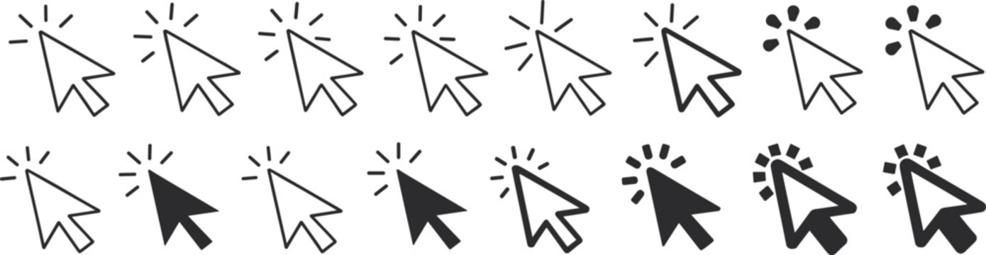 Collection of cursor click icons in different styles