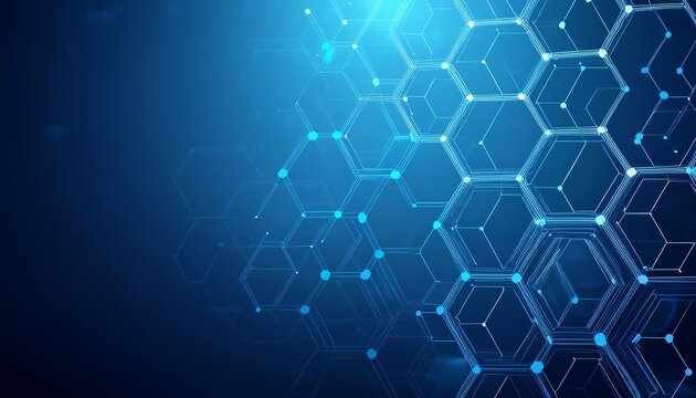 abstract technology or medical background with hexagons shape pattern molecular structure