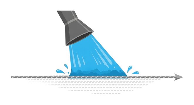 Water jet spraying onto metal surface