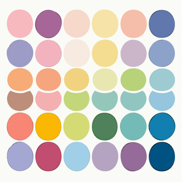 Soft Muted Pastel Color Swatches Grid Modern UI Color System Vector